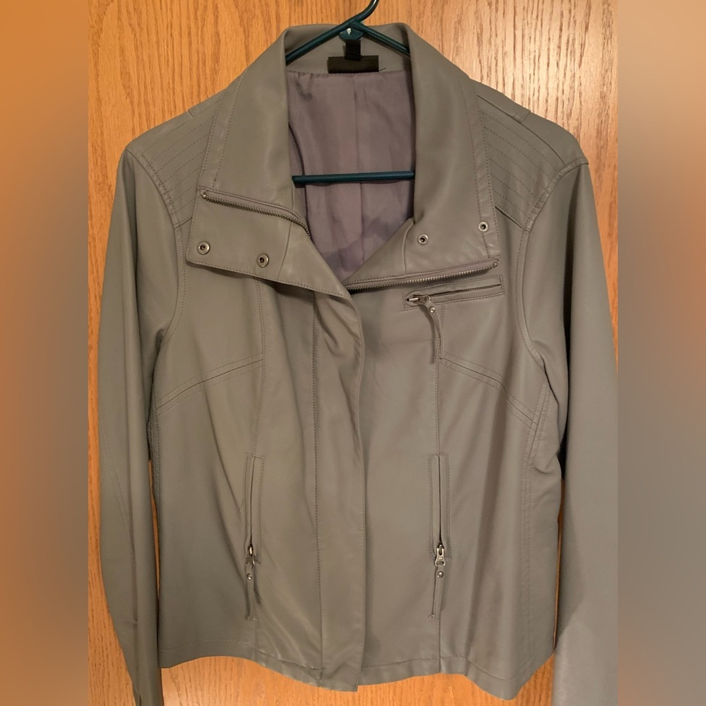 Faux Leather gray leather jacket